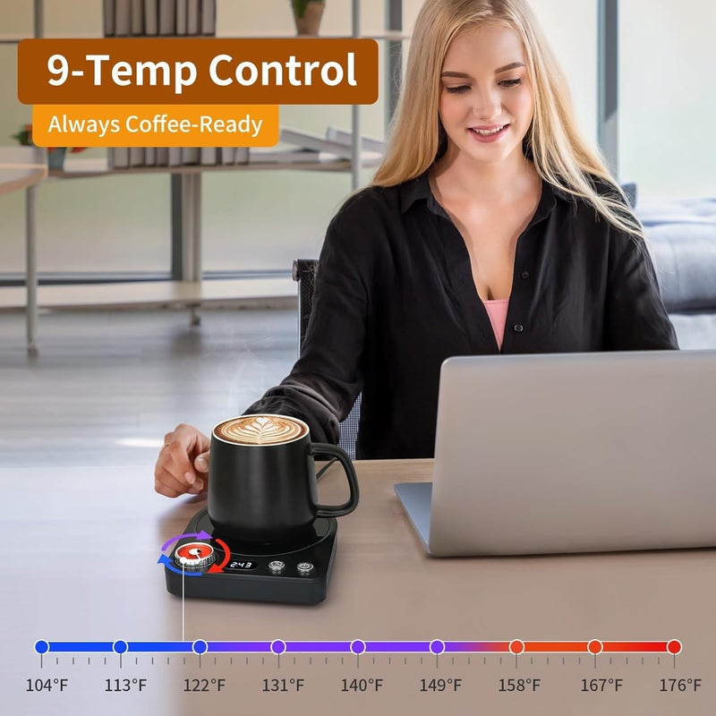 Vobaga Coffee Mug Warmer(No Mug) with Smart Memory System & 9-Temperature Setting, Coffee Cup Warmer with Customize Timer & Precise Minute Timing, Suitable for Work, Reading, Sleeping - Image 3